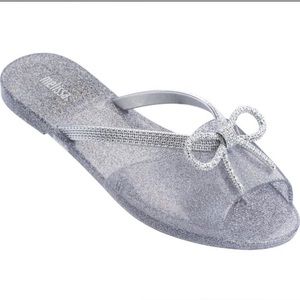 *New* Melissa Ela Chrome Holographic Glitter Slide Sandals sz 6